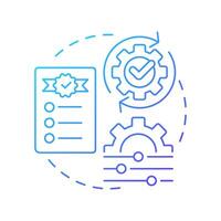 Rules driven workflow blue gradient concept icon. Checklist compliance, regulation. Product quality. Round shape line illustration. Abstract idea. Graphic design. Easy to use in advertising, marketing vector