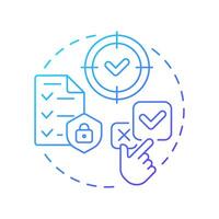 Specificity blue gradient concept icon. Defined limited purpose of user allotment. GDPR consent principle. Round shape line illustration. Abstract idea. Graphic design. Easy to use in article vector