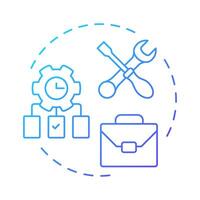 Development blue gradient concept icon. Solution business. Process map, workflow organization. Round shape line illustration. Abstract idea. Graphic design. Easy to use in infographic, presentation vector