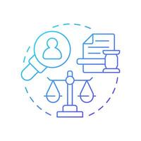 Legal obligation blue gradient concept icon. Allow required data processing for regulation. Lawful base from GDPR. Round shape line illustration. Abstract idea. Graphic design. Easy to use in article vector