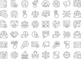 Contest management line icons set. System protecting user data online. Personal information security. Isolated outline illustrations. Thin lineart iconset symbols. Editable stroke vector