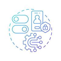 Mobile app permissions blue gradient concept icon. Request user consent before accessing sensitive features. Round shape line illustration. Abstract idea. Graphic design. Easy to use in article vector