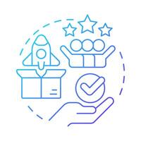 Output blue gradient concept icon. Customer review, experience. Product quality, service. Round shape line illustration. Abstract idea. Graphic design. Easy to use in advertising, marketing vector