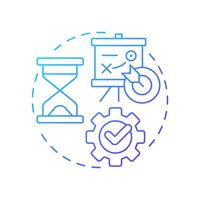 Project workflow blue gradient concept icon. Business planning, strategy. Time management. Round shape line illustration. Abstract idea. Graphic design. Easy to use in advertising, marketing vector