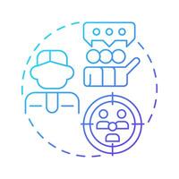 Stakeholders blue gradient concept icon. Target audience, quality. Customer experience. Round shape line illustration. Abstract idea. Graphic design. Easy to use in advertising, marketing vector