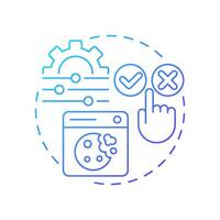 Cookie consent banners blue gradient concept icon. Informing user about data collection during web page using. Round shape line illustration. Abstract idea. Graphic design. Easy to use in article vector