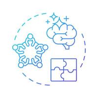 Multidisciplinary team blue gradient concept icon. Brainstorm, teamwork. Creative thinking. Round shape line illustration. Abstract idea. Graphic design. Easy to use in infographic, presentation vector