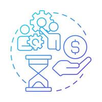 Resources blue gradient concept icon. Teamwork organization. Communication, efficiency. Round shape line illustration. Abstract idea. Graphic design. Easy to use in advertising, marketing vector