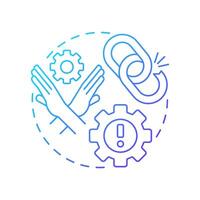 Lack of accountability blue gradient concept icon. Workflow management. Tasks organization, responsibilities. Round shape line illustration. Abstract idea. Graphic design. Easy to use in advertising vector