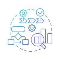 State machine workflow blue gradient concept icon. Process planning. Statistical review. Round shape line illustration. Abstract idea. Graphic design. Easy to use in advertising, marketing vector