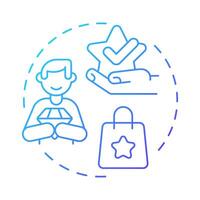Esteem value blue gradient concept icon. Service quality, customer satisfaction. Round shape line illustration. Abstract idea. Graphic design. Easy to use in infographic, presentation vector