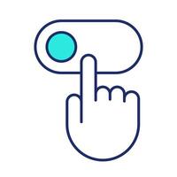 Permissions line color icon. Hand moving slider. Giving website access to collect personal data. User settings. Isolated illustration. Flat colorful symbol design. Editable stroke vector