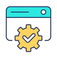 Consent preference center line color icon. Web site with cogwheel. Online data security setup. Privacy control. Isolated illustration. Flat colorful symbol design. Editable stroke vector