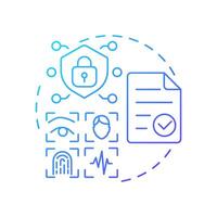 Biometric data usage consent blue gradient concept icon. Explicit written agreement for sensitive information. Round shape line illustration. Abstract idea. Graphic design. Easy to use in article vector