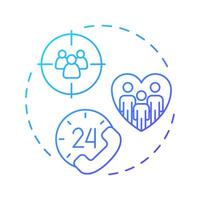Client centric blue gradient concept icon. Customer satisfaction, experience. Target audience. Round shape line illustration. Abstract idea. Graphic design. Easy to use in infographic, presentation vector