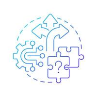 Unclear processes blue gradient concept icon. Data management. Work, processing. Problem solving. Round shape line illustration. Abstract idea. Graphic design. Easy to use in advertising, marketing vector