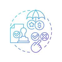Reduces legal and financial risks blue gradient concept icon. Ensuring permissions. Benefit of consent management. Round shape line illustration. Abstract idea. Graphic design. Easy to use in article vector