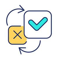 Changing user access allowance line color icon. Approve and cancel buttons. Online data usage permissions setting. Isolated illustration. Flat colorful symbol design. Editable stroke vector