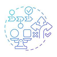 Decisions blue gradient concept icon. Problem solving, responsibility. Business work, corporate. Round shape line illustration. Abstract idea. Graphic design. Easy to use in advertising, marketing vector