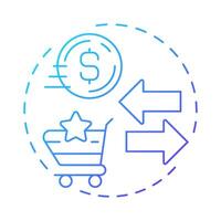 Exchange value blue gradient concept icon. Market, transaction. Financial currency. Round shape line illustration. Abstract idea. Graphic design. Easy to use in infographic, presentation vector