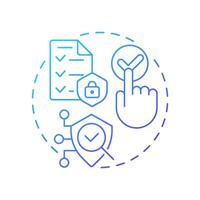Ethical data practices blue gradient concept icon. Asking for permission. Benefit of consent management. Round shape line illustration. Abstract idea. Graphic design. Easy to use in article vector