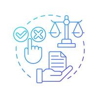 Freely given blue gradient concept icon. Genuine choice of website user. Data processing. GDPR consent principle. Round shape line illustration. Abstract idea. Graphic design. Easy to use in article vector