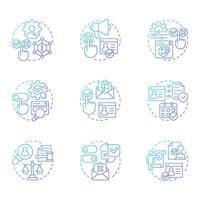 Consent management blue gradient concept icons. User agreement to process personal data. Web site cookies policy. Icon pack. Round shape illustrations for presentation. Abstract idea vector