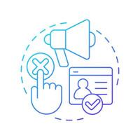 Opt out consent blue gradient concept icon. Decline personal data collection. Changing settings of website cookies. Round shape line illustration. Abstract idea. Graphic design. Easy to use in article vector