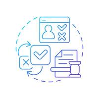 Compliance with regulations blue gradient concept icon. Global data privacy laws. Benefit of consent management. Round shape line illustration. Abstract idea. Graphic design. Easy to use in article vector