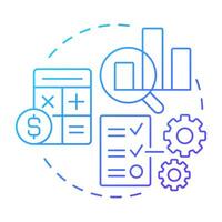 Transformation blue gradient concept icon. Statistical analysis. Calculation, accounting. Round shape line illustration. Abstract idea. Graphic design. Easy to use in advertising, marketing vector