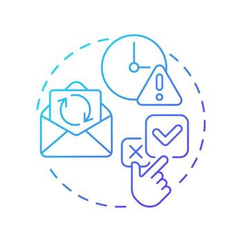 Consent expiry and renewal blue gradient concept icon. No longer valid permission. Allowance lifecycle management. Round shape line illustration. Abstract idea. Graphic design. Easy to use in article vector