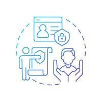 User rights protection blue gradient concept icon. Controlling data collection. Benefit of consent management. Round shape line illustration. Abstract idea. Graphic design. Easy to use in article vector