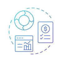 Life cycle cost blue gradient concept icon. Statistical metrics, chart. Budget, bill. Round shape line illustration. Abstract idea. Graphic design. Easy to use in infographic, presentation vector