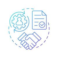 Contract blue gradient concept icon. Personal data processing necessity for agreement. Legal base from GDPR. Round shape line illustration. Abstract idea. Graphic design. Easy to use in article vector