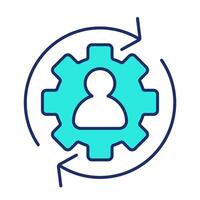 Processing personal data line color icon. User account settings update. Maintain confidential information access. Isolated illustration. Flat colorful symbol design. Editable stroke vector