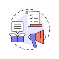 Product knowledge multi color concept icon. Market positioning. Feedback, survey. Round shape line illustration. Abstract idea. Graphic design. Easy to use in infographic, presentation vector