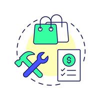 Product bundling multi color concept icon. Ordering, purchasing. Marketing strategy. Round shape line illustration. Abstract idea. Graphic design. Easy to use in infographic, article vector