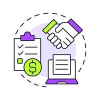 Quote multi color concept icon. Negotiation, agreement. Workflow organization. Payment, cost. Round shape line illustration. Abstract idea. Graphic design. Easy to use in infographic, article vector