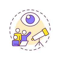 Outside perspective multi color concept icon. Critical thinking, decision making. Round shape line illustration. Abstract idea. Graphic design. Easy to use in infographic, presentation vector