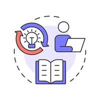 Research skills multi color concept icon. Data collecting, analysis. Documentation review. Round shape line illustration. Abstract idea. Graphic design. Easy to use in infographic, presentation vector
