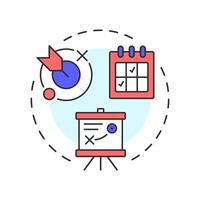 Action planning multi color concept icon. Business strategy. Goal, milestone. Risk assessment. Round shape line illustration. Abstract idea. Graphic design. Easy to use in infographic, presentation vector