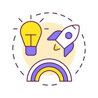 Fresh ideas multi color concept icon. Innovative thinking. Customer experience, organizational culture. Round shape line illustration. Abstract idea. Graphic design. Easy to use in infographic vector