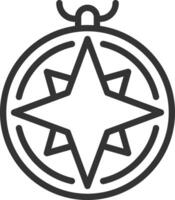 Nautical compass pixel perfect line icon. Vintage vessel navigation. Maritime device indicating direction. Isolated illustration. Outline symbol. Simple linear drawing. Editable stroke vector
