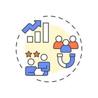 Marketing consulting multi color concept icon. Lead magnet. Customer experience, rating. Round shape line illustration. Abstract idea. Graphic design. Easy to use in infographic, presentation vector