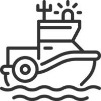 Coast guard boat pixel perfect line icon. Maritime security vessel. Law enforcement and rescue on water. Isolated illustration. Outline symbol. Simple linear drawing. Editable stroke vector