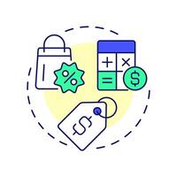 Discount controls multi color concept icon. Price management, calculation. Profit, cost. Round shape line illustration. Abstract idea. Graphic design. Easy to use in infographic, article vector