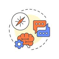 Strategy consulting multi color concept icon. Corporate transformation. Communication, brainstorm. Round shape line illustration. Abstract idea. Graphic design. Easy to use in infographic vector