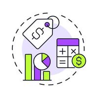 Price multi color concept icon. Data analysis, statistical metrics. Discount, calculation. Round shape line illustration. Abstract idea. Graphic design. Easy to use in infographic, article vector