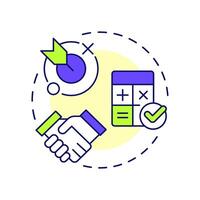 Accurate quotes multi color concept icon. Agreement, negotiation. Price calculation. Round shape line illustration. Abstract idea. Graphic design. Easy to use in infographic, article vector