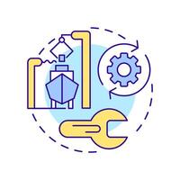Dry docking multi color concept icon. Vessel repair service. Out of water maintenance. Technical ship management. Round shape line illustration. Abstract idea. Graphic design. Easy to use in booklet vector